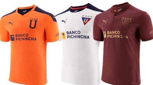Las tres nuevas camisetas de Liga de Quito.