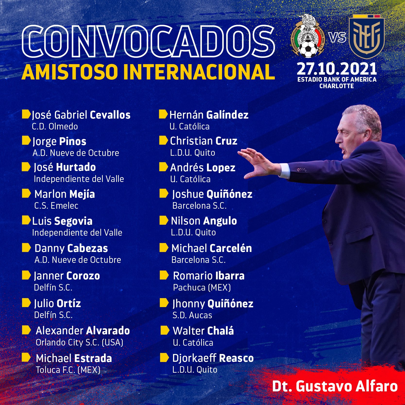 Ecuador define su convocatoria para los partidos contra Argentina